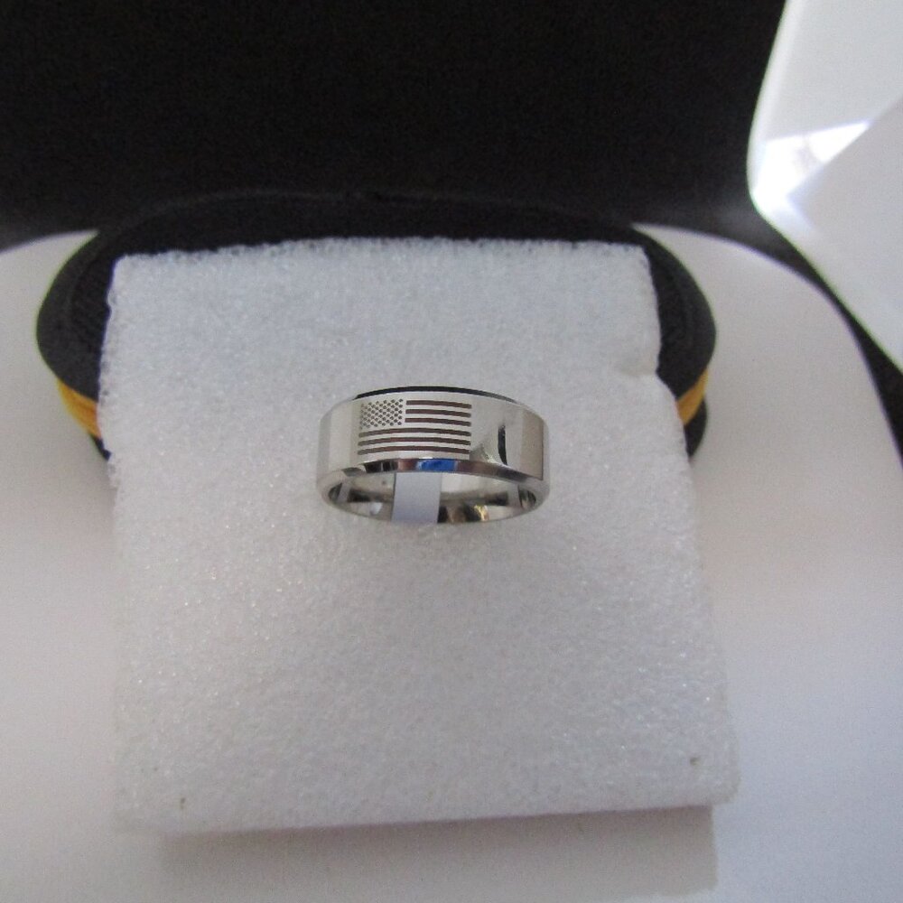 American Flag stainless steel ring - US size 9